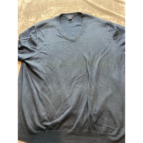 Brooks Brothers Sweater Mens XXL Blue Gray 346 Suprima Cotton Pullover V Neck - Picture 1 of 5